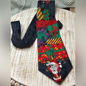 Festive Christmas Tie with Santa and Gifts